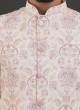 Wedding Wear Peach Thread Embroidered Nehru Jacket